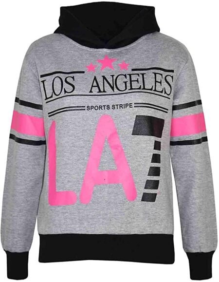 Minor Fault Export Leftover Grey LA7 Print Hoodie Fleece Hoodie For Boys and Girls