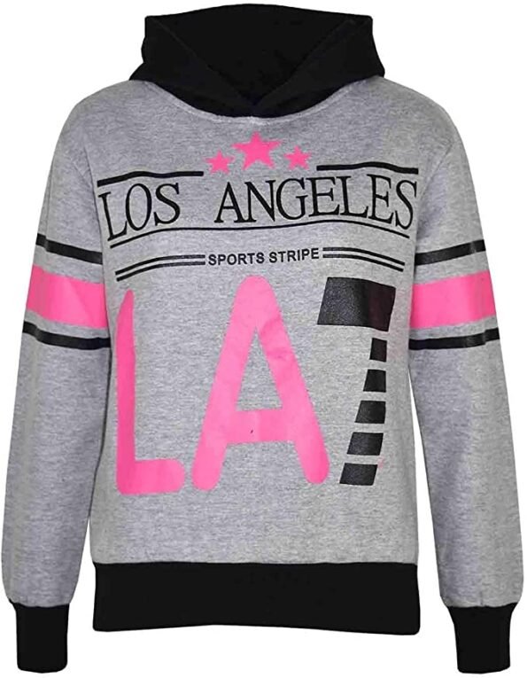 Minor Fault Export Leftover Grey LA7 Print Hoodie Fleece Hoodie For Boys and Girls