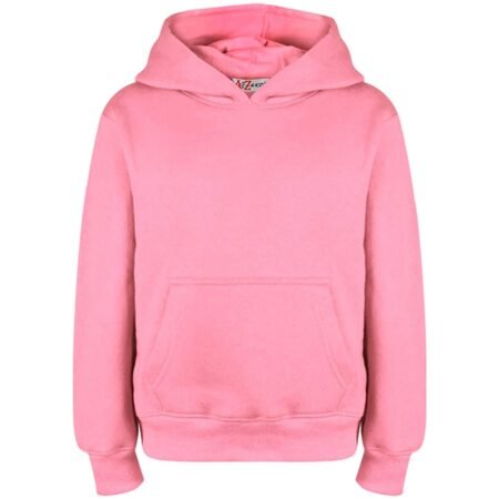 Minor Fault Kids Export Leftover Pink Fleece Plain Hoodie For Girls