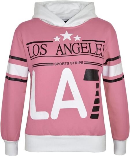 Minor Fault  Export Leftover LA7 Pink Hoodie For Kids