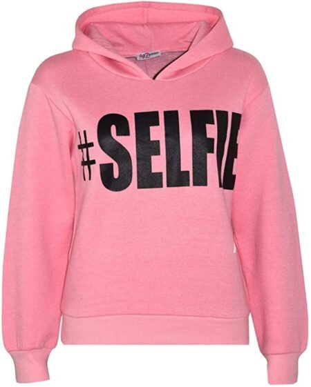 Minor Fault Kids Export Leftover Pink Crop Top Selfie Fleece Hoodie For Girls