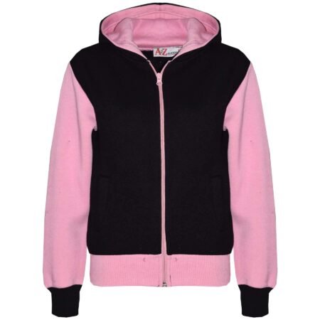 Minor Fault Kids Export Leftover Black Baby-Pink Fleece Zipper For Girls