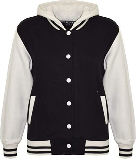 Minor Fault Kids Fleece Baseball Designer Hoodie - Black White Color