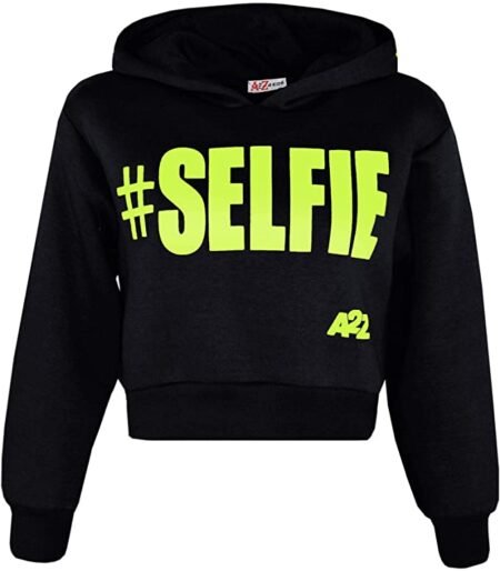 Minor Fault Kids Export Leftover Black Crop Top, Black Selfie Hoodie