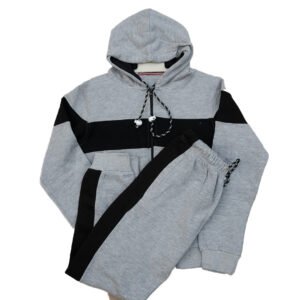 Fleece Grey Black Zipper Track Suit