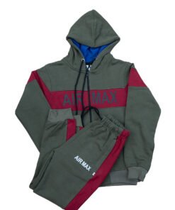 Fleece Green Red Zipper Track Suit
