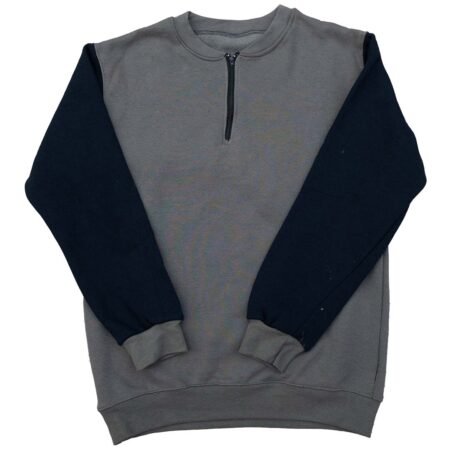 Fleece Grey Blue Half Zipper Shirt