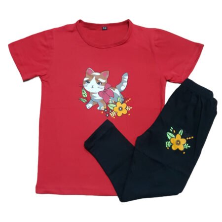 Red Cat, Shirt, Trouser Track Suite For Kids