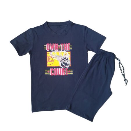 Dark Navy Blue Shorts Track Suite For Kids - Basket Ball