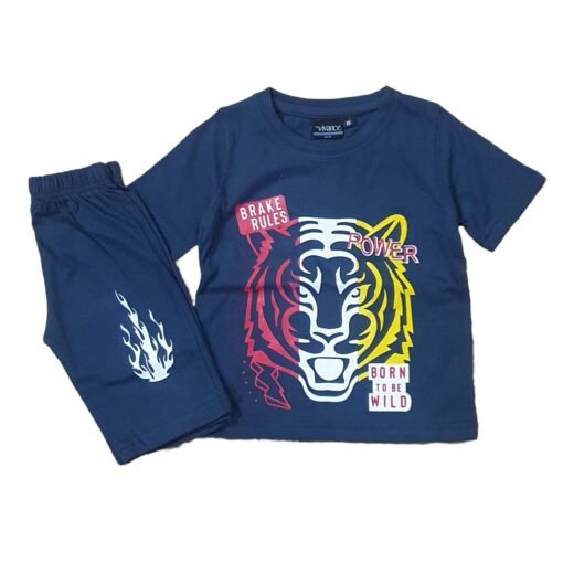 Blue Lion Print Tracksuit Nikar Shirt For Kids