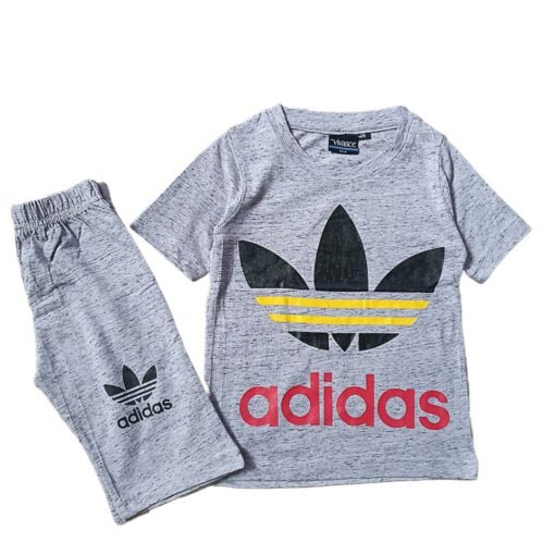 Light Blue Adidas Print Tracksuit Nikar Shirt For Kids