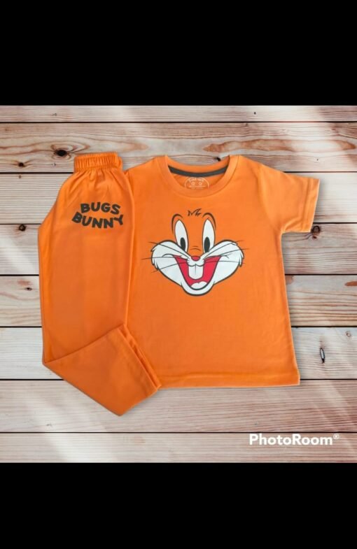 Brown Orange Bunny Cartoon Tracksuit For Kids