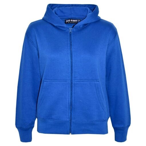 Kids Royal Blue Plain Fleece Zipper For Boys and Girls