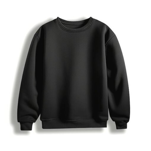 Fleece Plain Black Sweat shit S1