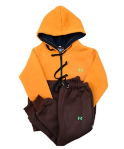 Fleece Orange Yellow Zipper Track Suit