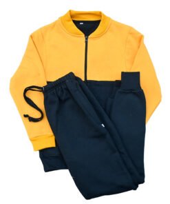 Fleece Black Yellow Zipper Track Suit