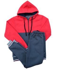 Fleece Charcoal Red Zipper Track Suit