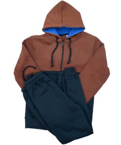 Fleece Brown Black Zipper Track Suit