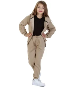 Fleece Premium Light Brown Zipper Tracksuit