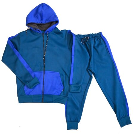 Fleece Athletic Sportswear Pastel Blue Zipper Tracksuit