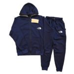 Fleece Athletic Sportswear Navy Blue Zipper Tracksuit