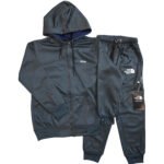 Fleece Athletic Sportswear Charcoal Zipper Tracksuit