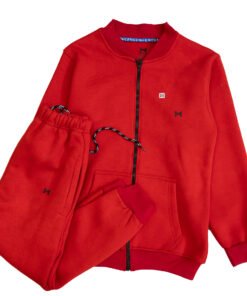 Fleece Red Zipper Tracksuit