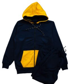 Fleece Athletic Sportswear Premium Black Yellow Zipper Tracksuit