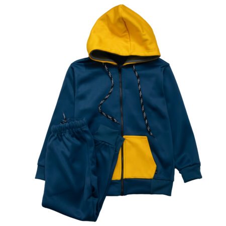 Fleece Athletic Sportswear Navy Yellow Zipper Tracksuit