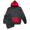 Fleece Athletic Sportswear Black Red Zipper Tracksuit