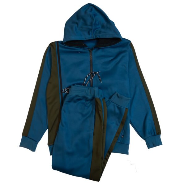 Fleece Athletic Sportswear Blue Green Zipper Tracksuit