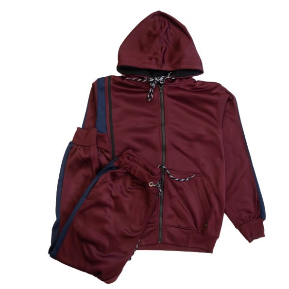 Fleece Athletic Sportswear Maroon Navy Zipper Tracksuit