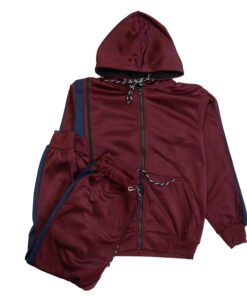 Fleece Athletic Sportswear Maroon Navy Zipper Tracksuit